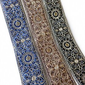 インド刺繍リボン 幅広 No.958 幅65mm 50cm売り レース サリーレース ブレード チロリアンテープ 商用利用可