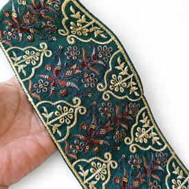 インド刺繍リボン 幅広 No.960 幅95mm 50cm売り レース サリーレース ブレード チロリアンテープ 商用利用可