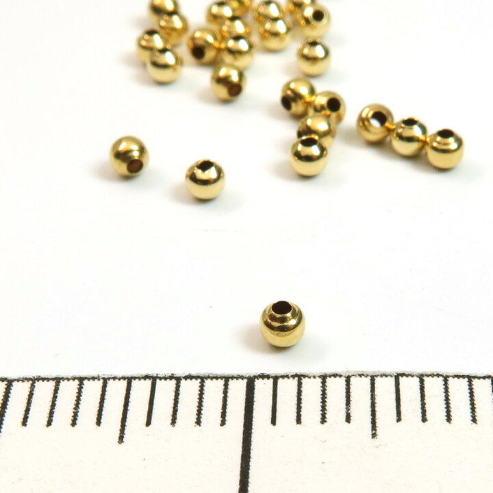 楽天市場】K18（18金） プレーンビーズ 丸玉（ラウンド）2mm（軽量 