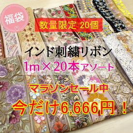 最強福袋 1m20種類入り インド刺繍リボン はぎれセット アソート セット 商用利用可 【クーポン対象外】