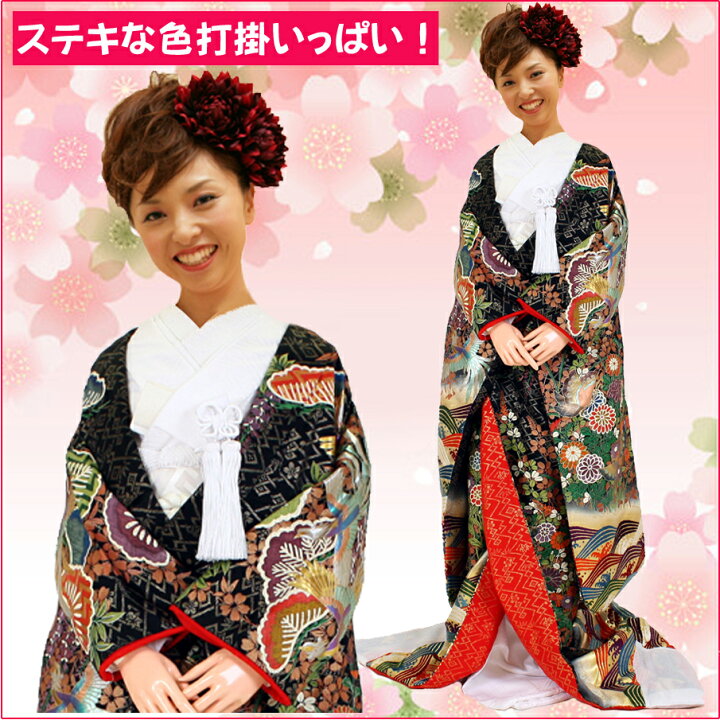 楽天市場】【色打掛】u009 黒代金鳳凰藤花波刺繍（打掛 花嫁衣装 婚礼 