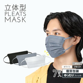 立体型プリーツマスク ゆったりフィット 7枚入 / iSDG マスク 立体型マスク 不織布 立体 カラーマスク ゆったり マスク
