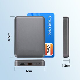 ISHU MagSafe対応 モバイルバッテリー 軽量 小型 モバイル バッテリー 大容量 iPhone モバイルバッテリー マグネット 急速充電 PD 20W usb-c qi 充電器 モバイルバッテリー 置くだけ充電 iphone 14/13/12 アンドロイド ワイヤレス 灰 5000 mAh