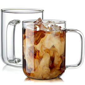 ISHU 350ml マグカップ コーヒー用 厚みがあって 白湯専用マグカップ ティーカップ 白湯専科 ハイボール グラス 耐熱ガラス コップ 割れにくい 透明感がいい 大きめ ガラスコップ プレゼント(2個セット)