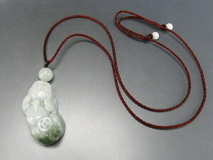 一点物ひすい本翡翠ヒキュウ天然石彫刻品ネックレス蓄財運106-120RYZa