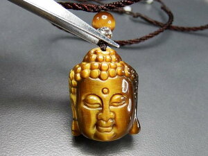 天然石上質4Aタイガーアイ如来様精工彫りペンダントトップネックレス