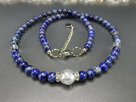 ラピスラズリネックレス水晶銀龍手彫り天然石ステンレス金具石街