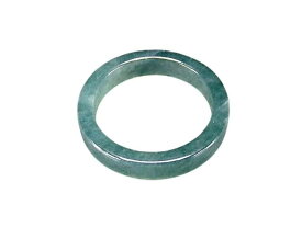 天然石青緑ひすい本翡翠指輪バンドリング直角カット約10号チェーン付き