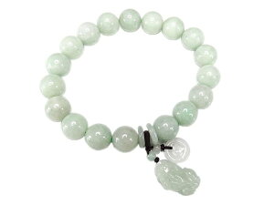 ひすいジェダイト本翡翠約10mmボタン付チャーム付天然石ブレスレット