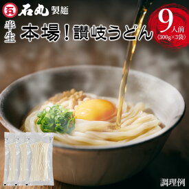 半生 本場 讃岐うどん 300g ×3袋 9人前 大容量 麺のみ 半生うどん 讃岐うどん さぬきうどん お取り寄せ 人気商品 石丸製麺 四国 常温 送料無料