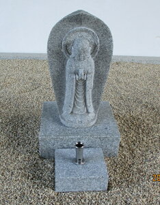【墓石用品】【舟形合掌地蔵「1尺(小)」】【磨き無】【ステンレス線香立付 台石(磨き無)】