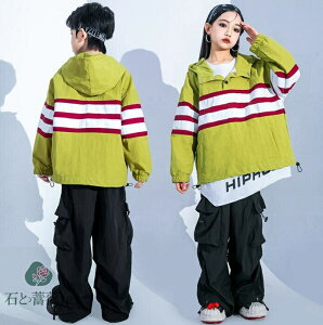 子供ジャズヒップホップダンス衣装 ブルーオーバーパーカー ジップアップ 子供ジャージ上下セット カーゴパンツ 長袖tシャツ 単品/2点/3点セットアップ 男女兼用キッズ hiphopjazzダ