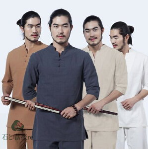 パパのプレゼント!メンズ用太極拳服 綿麻 チャイナ風上下セットアップ ジョッキング 半袖/長袖 表演服 練習服 カンフー綿麻 春秋夏 ルームウェア