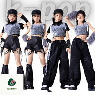 シルバー キッズダンス 衣装 レッグウォーマー ラメ 銀色 キラキラ 子供服 女の子 子供ダンス ステージ衣…