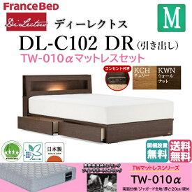 フランスベッド マットレスセット セミダブル ベッド ディーレクトス DL-102 TW-010α 硬め DR シンプル キャビネット ドロアー 引き出し 収納 LED照明 コンセント付き スノコ床板 日本製 高品質 セミダブルサイズ スノコベッド すのこベッド 送料無料 開梱設置無料