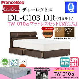 フランスベッド マットレスセット クィーン ベッド ディーレクトス DL-C103 TW-010α セミシングル 2枚 硬め DR シンプル キャビネット ドロアー 引き出し 収納 コンセント付き スノコ床板 日本製 高品質 クィーンサイズ スノコベッド すのこベッド 送料無料 開梱設置無料