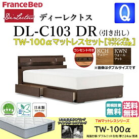 フランスベッド マットレスセット クィーン ディーレクトス DL-C103 TW-100α セミシングル 2枚 DR シンプルデザイン キャビネット ドロアー 引き出し 収納 コンセント スノコ床板 日本製 高品質 クィーンサイズ ベッドセット スノコベッド すのこ 送料無料 開梱設置無料