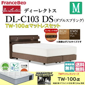 フランスベッド マットレスセット セミダブル ベッド ディーレクトス DL-C103 TW-100α DSフレーム シンプルデザイン キャビネット ダブルスプリング LED照明 コンセント付き 日本製 高品質 セミダブルサイズ ベッドセット システムベッド 送料無料 開梱設置無料