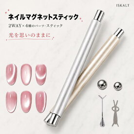 ネイルマグネット 強力磁石 マグネットスティック 3in1 両端磁石 磁力ボール2個付き 猫目ネイル マグネットネイル ジェルネイル 磁石ツール シルバー 金属製 初心者向け サロン DIY ネイルアートツール スティック マニキュアツール カラージェル