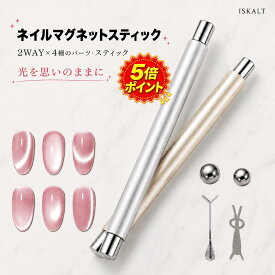 ネイルマグネット 強力磁石 マグネットスティック 3in1 両端磁石 磁力ボール2個付き 猫目ネイル マグネットネイル ジェルネイル 磁石ツール シルバー 金属製 初心者向け サロン DIY ネイルアートツール スティック マニキュアツール カラージェル