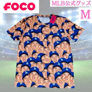 【MLB公式】大谷翔平 Tシャツ 顔 Mサイズ ブルー 青 グッズ ドジャース FOCO