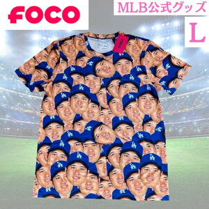 【MLB公式】大谷翔平 Tシャツ 顔 Lサイズ ブルー 青 グッズ ドジャース FOCO