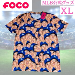 【MLB公式】大谷翔平 Tシャツ 顔 XLサイズ ブルー 青 グッズ ドジャース FOCO