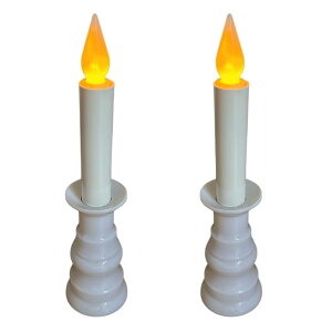 【電池付き】サンまごころ 電気ろうそく LED 電子ロウソク 仏壇用 炎のようなゆらめき (白, 2本入)