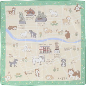 プリントハンカチ 秋田 秋田犬 ベージュ【47 JAPAN】【 綿100％ ミニタオル プレゼント ギフト プチギフト 引越 挨拶 内祝 お礼 お返し 退職 異動 】