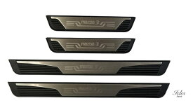 【即発送】Mazda3 専用スカッフプレート サイドステップガード ステンレス製 傷防止 汚れ防止 簡単装着 4枚※沖縄発送不可