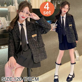 卒業式 スーツ 女の子 入学式 スーツ 大きいサイズ キッズ 子供服 フォーマルスーツ ワンピース セットアップ ジュニア おしゃれ 長袖 小学校 中学校 ゆったり 春 秋 七五三 結婚式 発表会 撮影 誕生日 記念日 お受験 学院風 小学生 120-170cm