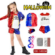 【300円OFFクーポン】ハロウィン クイン コスプレ 子供 コスプレ 衣装 7点セット ジョーカー コスチュー…