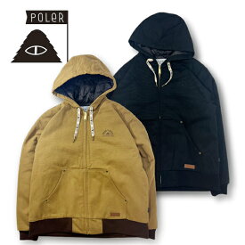 POLER(ポーラー)2023A/WPOLER DUCK CANVAS HOODED JACKETBLACK/BEIGEアウトドアキャンプ