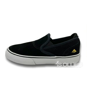 Emerica(GJ)WINO G6 SLIP-ONYouthBLACK/WHITE/GOLDskateboardXP[gV[YLbYTCY