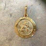 LA直輸入14K カリフォルニアゴールド エンジェル コイン ペンダントトップ チャーム /14金/資産価値/シン…