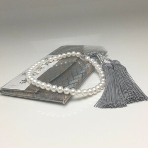 真珠 念珠(数珠) パール 淡水真珠 7.0-7.5mm ホワイト 正絹房 73984 イソワパール