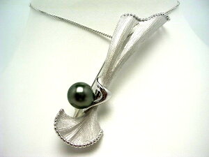 真珠 ブローチ パール 黒蝶真珠 11.0mm ミドルグリーン シルバー 53846 イソワパール
