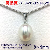 真珠 ペンダントトップ パール 淡水真珠 8-9mm ホワイト K14WGホワイトゴールド tspendant_8_9_k イソワ…