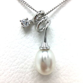 真珠 ペンダントトップ パール 淡水真珠 8.0-9.0mm ホワイト シルバー ジルコン 66288 イソワパール