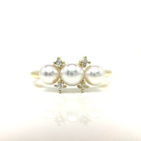 真珠 リング パール アコヤ真珠 4.0-4.5mm ホワイトピンク K18 イエローゴールド ダイヤモンド 0.04ct 67956 イソワパール