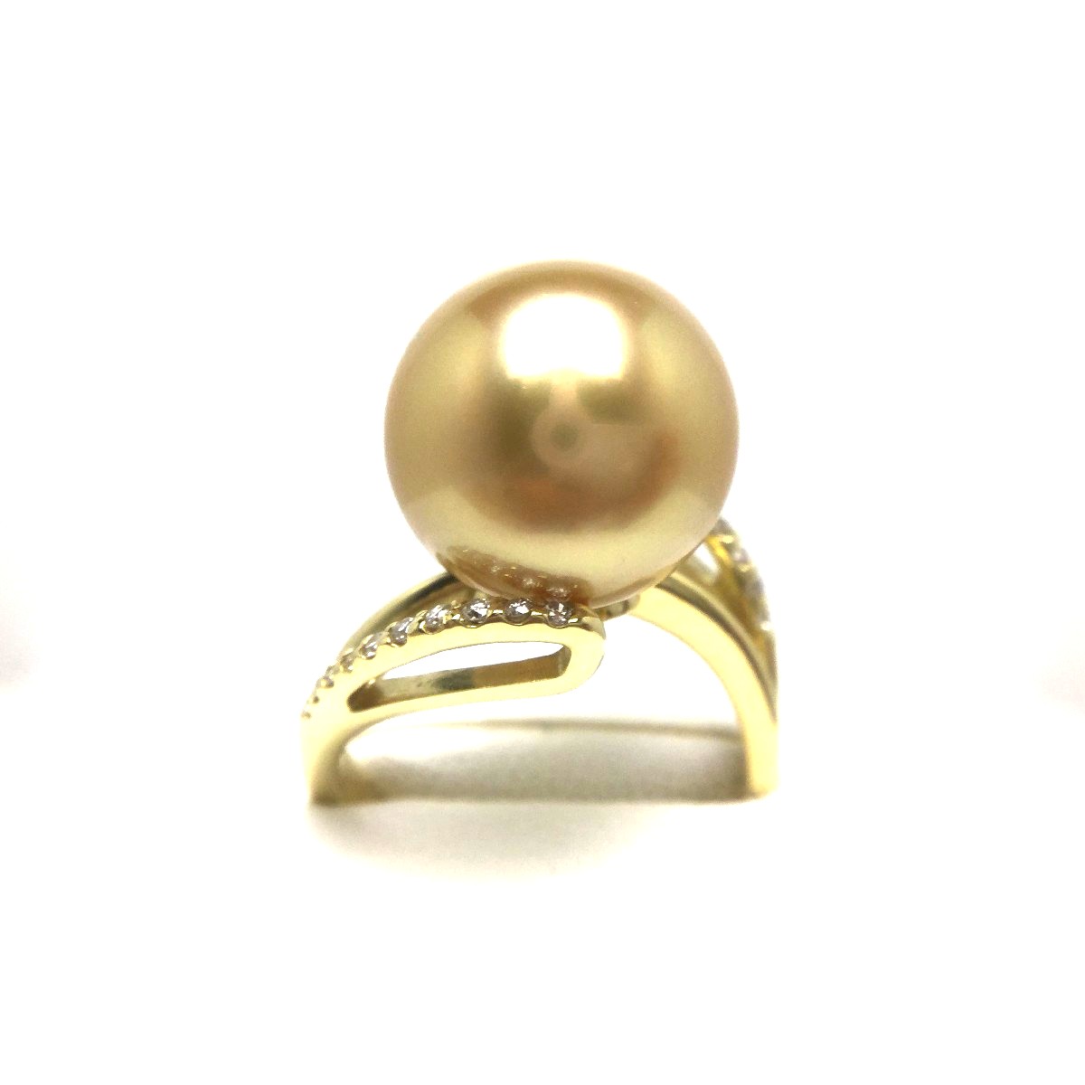 真珠 リング パール GoldLip花珠 白蝶真珠 12.6mm ゴールド（ナチュラル） K18 イエローゴールド ダイヤモンド 0.18ct 69561 イソワパール