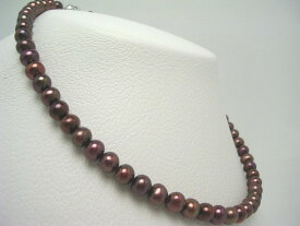 真珠 ネックレス パール 淡水真珠 7.0-7.5mm チョコレートブラウン マグネット クラスップ 64925 イソワパール