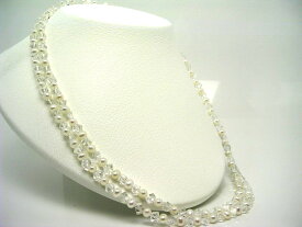 真珠 ネックレス パール 淡水真珠セミロング 5.0-5.5mm ホワイト マグネット クラスップ 水晶 (クォーツ) 65108 イソワパール