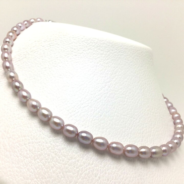 SVワンタッチクラスプ スクウェア淡水パールと天然石のネックレス 60cm 