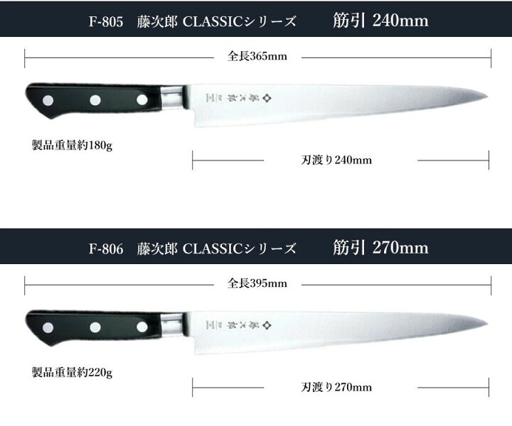 楽天市場】【楽天1位 燕三条製】包丁 筋引 240mm/270mm 筋引き 藤次郎 