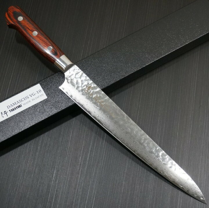 楽天市場】【楽天1位】包丁 筋引 240mm 筋引き 33層ダマスカス V金10号  