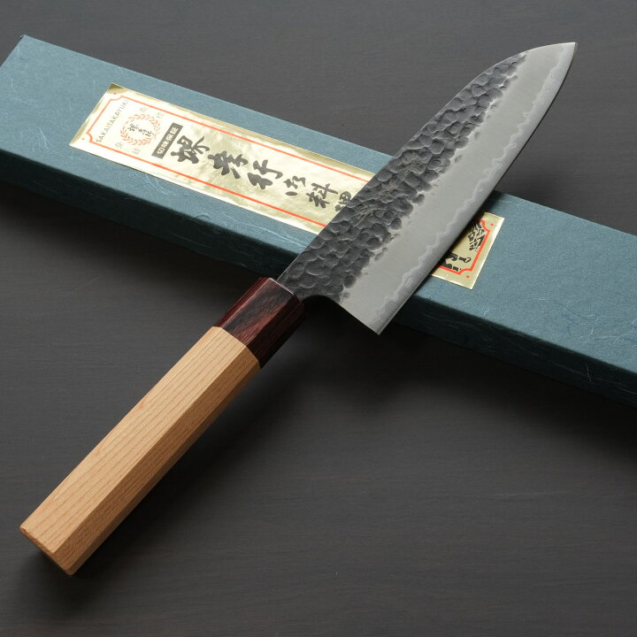 楽天市場】【楽天1位】包丁 和三徳 160mm 青紙スーパー 堺孝行 黒槌目 