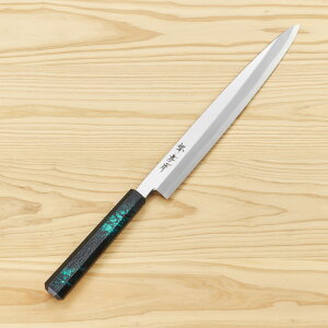 包丁 柳刃 カラー:緑べっ甲 210mm〜300mm(4サイズ展開) 堺孝行 INOXなないろシリーズ モリブデン特殊鋼 PC柄 日本製 和包丁