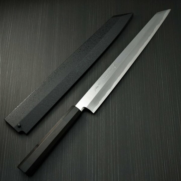 楽天市場】包丁 柳刃 切付柳刃 330mm 白一鋼 白虎 堺孝行 黒石目鞘  