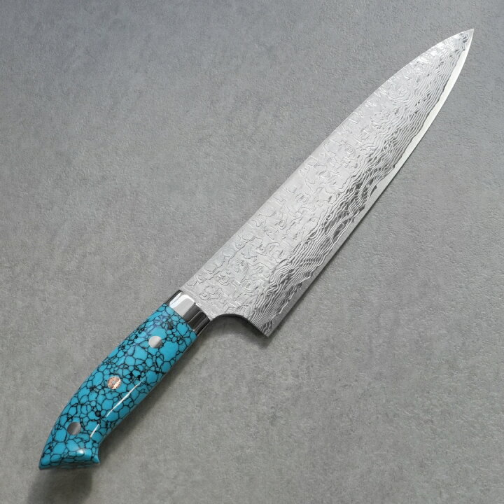 楽天市場】包丁 牛刀 240mm 佐治打刃物 槌目 スーパーゴールド2 粉末 